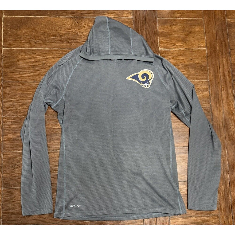 Men’s LA Rams Nike Size M Dri Fit Lightweight Grey Hoodie Pullover Sweatshirt